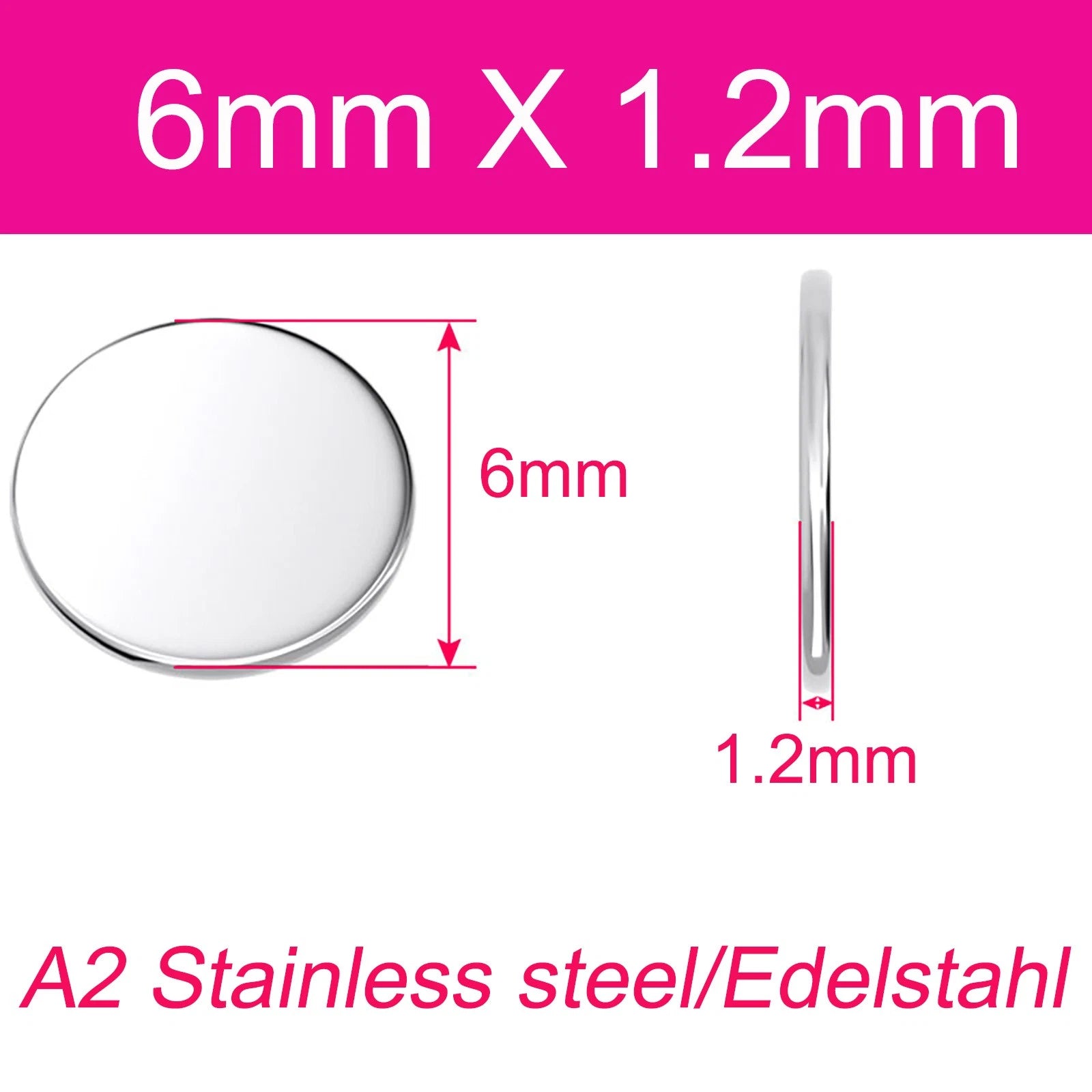 Round Plate A2 Stainless Steel Sheet Plate Thick 1/1.5/2/2.5/3/4/5mm Dia 6-80mm
