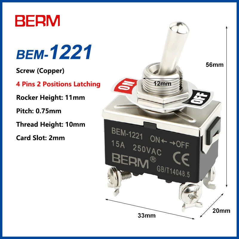 Toggle Switch ON-OFF-ON, 2/3 Pin 2/3 Positions, Latching & Momentary, Screw or Pin Terminal
