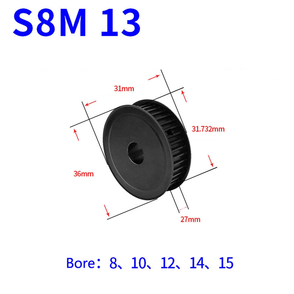 STS S8M 10T-40T Timing Belt Pulleys Pitch 8mm Teeth Width 27mm AF-type 45# Steel