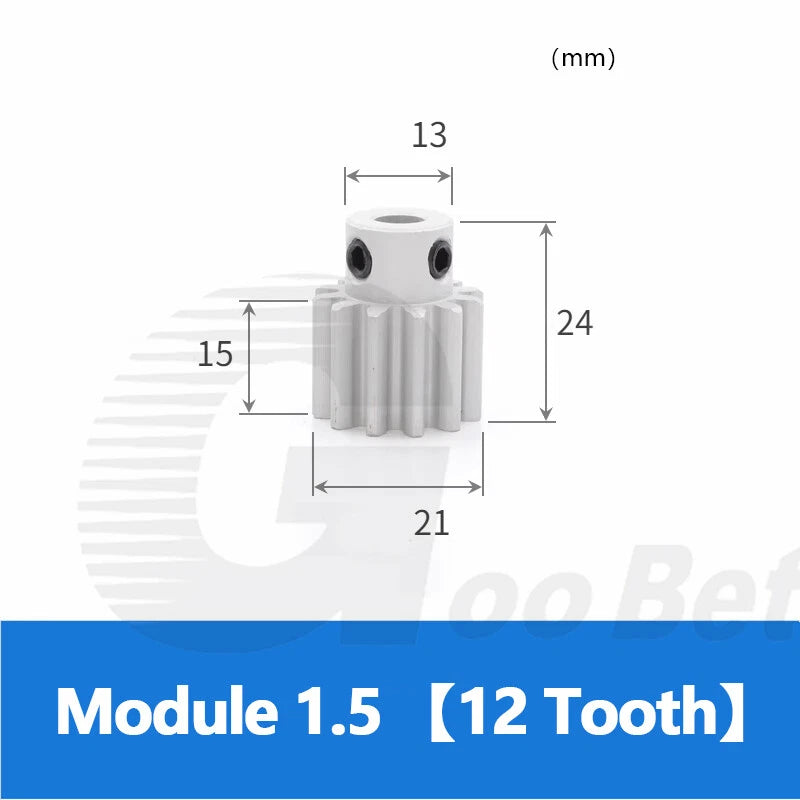 Spur Gear Aluminium Mod 1.5 with Hub 12- 32 Tooth Pinion Motor Gear Bore 6-20mm