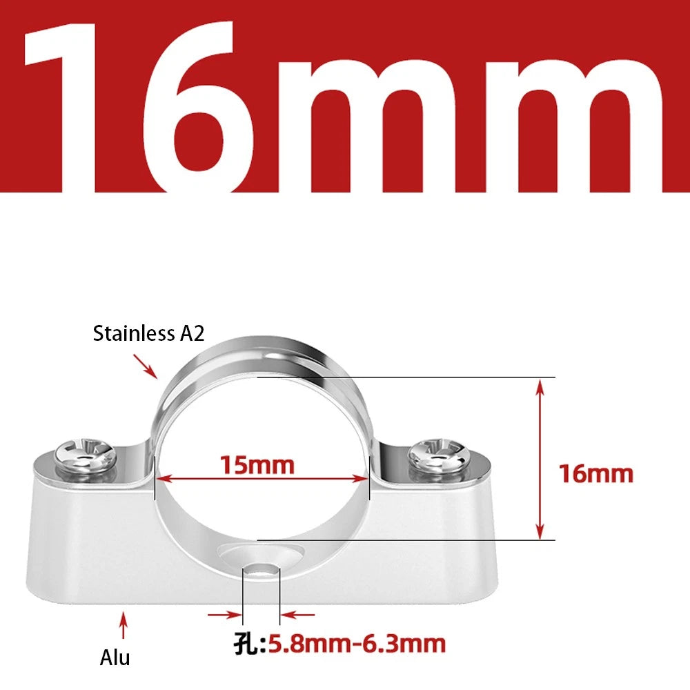 Stainless Steel Pipe Clamp Mount Support Brackets — Wall Fixing Base Fittings
