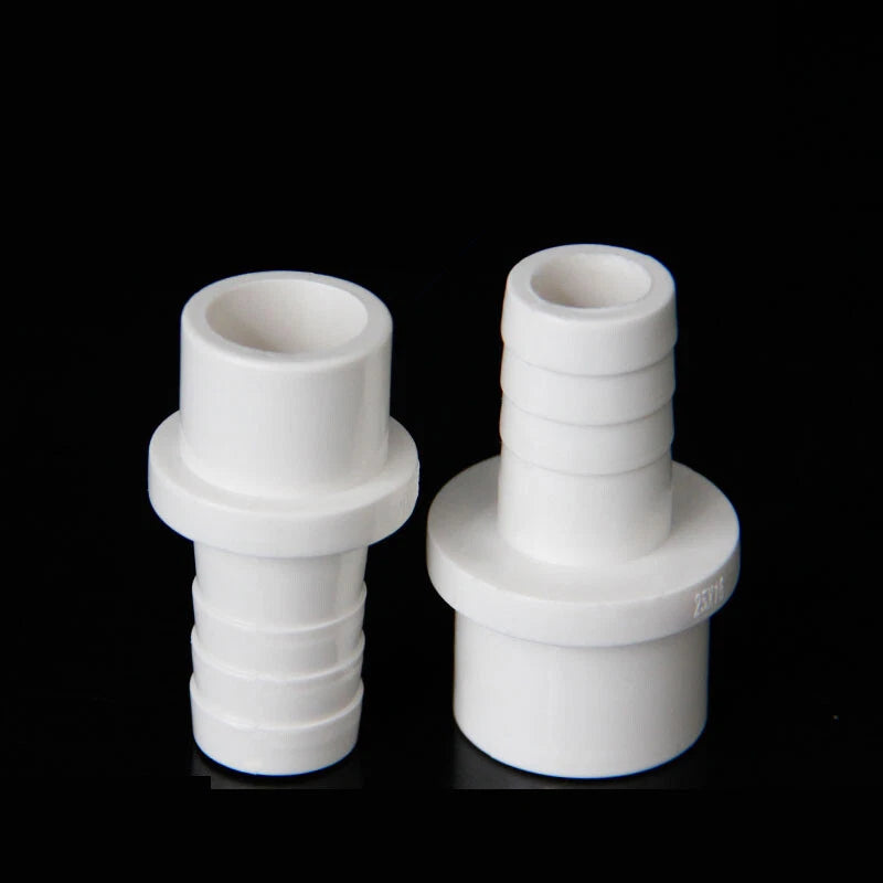 5mm - 63mm Hose Nozzle PVC Plastic Pipe Fittings Barb Connectors Sleeve White