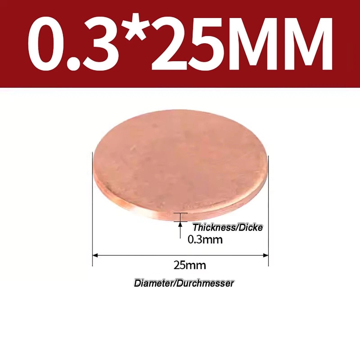 Solid Pure Copper Discs Blanks Round Plate Metal Sheet Thick 0.3~6mm Ø10mm~150mm - HomeDIYer