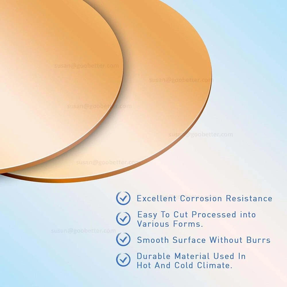 H62 Solids Brass Discs Blanks Metal Round Sheets OD 10mm-300mm Thick 0.3mm-4mm