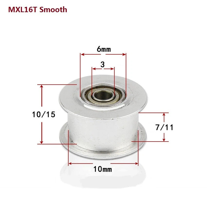 MXL Timing Belt Drive Tensioner Pulley Smooth Tooth/Toothed Idler Width 7/11mm