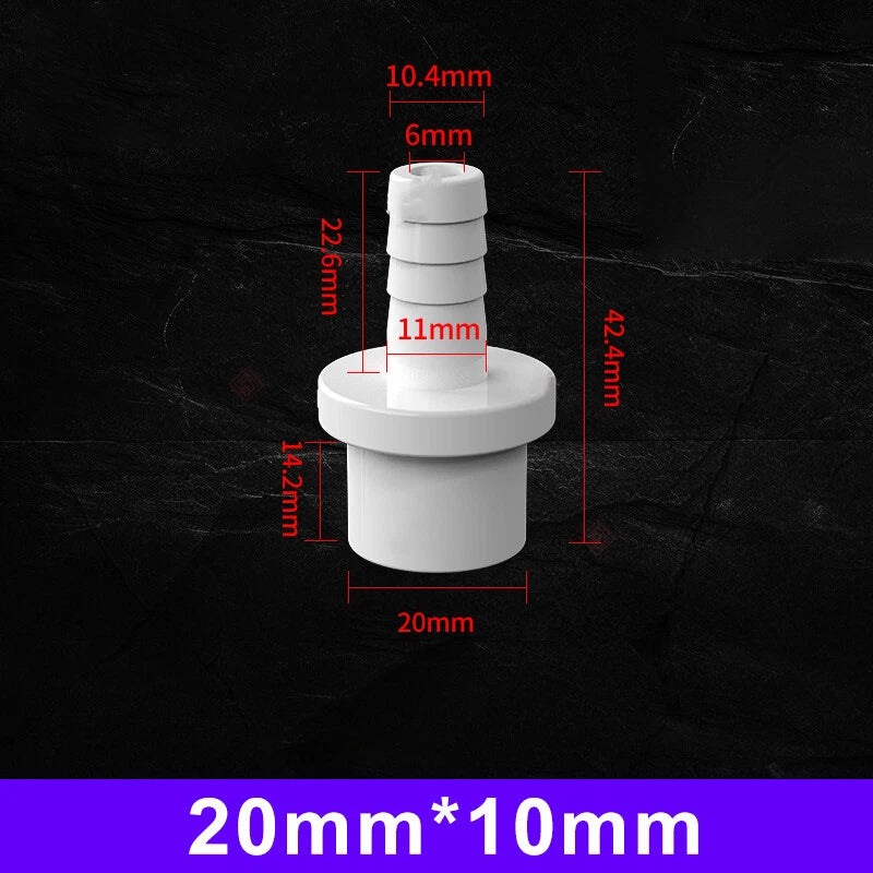 White Grey Pagoda PVC Pipe Connector Fittings 20 25mm Adapter To Hose OD 5~20mm