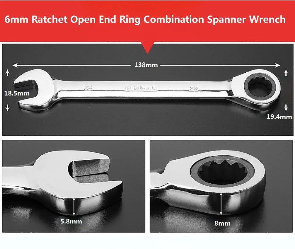 Ratchet Open End Ring Combination Spanner Wrench Set Automotive Tool 6mm-24mm