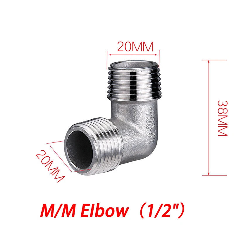 BSP 304 Stainless Steel Pipe Fittings — Elbow, Tee, Nipple, Cross, Bush, Cap (1/2" & 3/4")