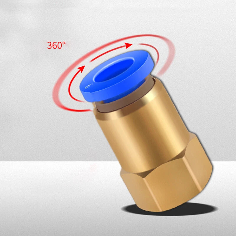 Pneumatic Push In Fitting Female Stud Straight Air Hose Inline Connector Line