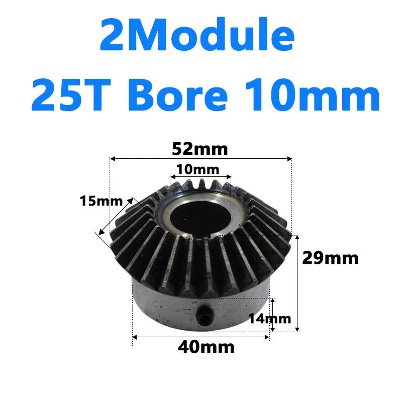 Bevel Gear 2 Module Ratio 1:1 Teeth 25 30 Bore Dia 10mm 12mm 14mm 15mm 16mm-28mm