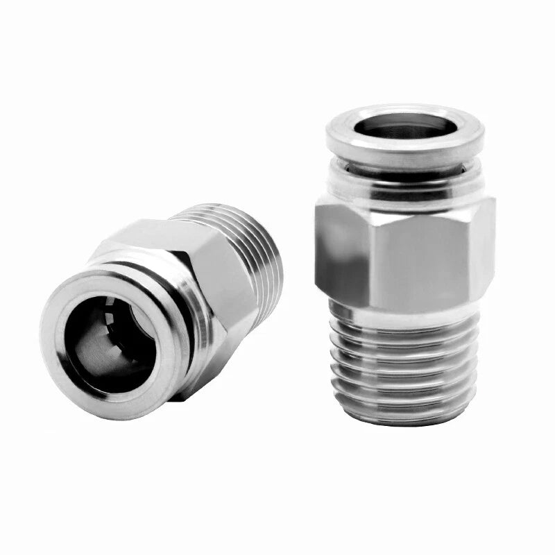 Stainless Steel Pneumatic Push Fit Connector Elbow Tee Straight Air Hose Tube