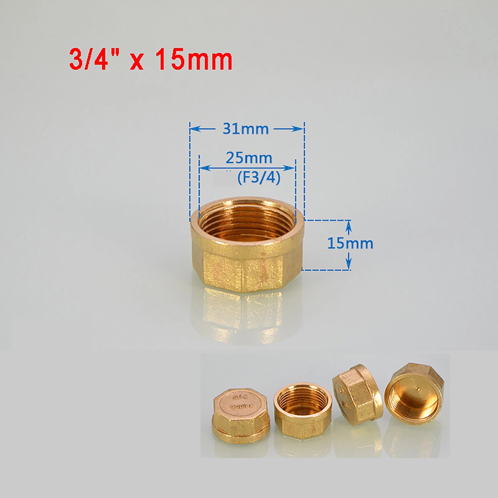 Brass Female BSP Blanking Cap Stop End Pipe Fittings — 1/8" to 1" Hex & Octagonal