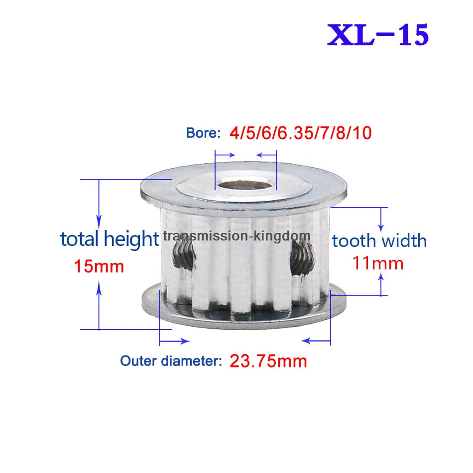 XL 10T-40T Synchronous Wheel Width 11mm Timing Belt Pulley Bore 4-20mm