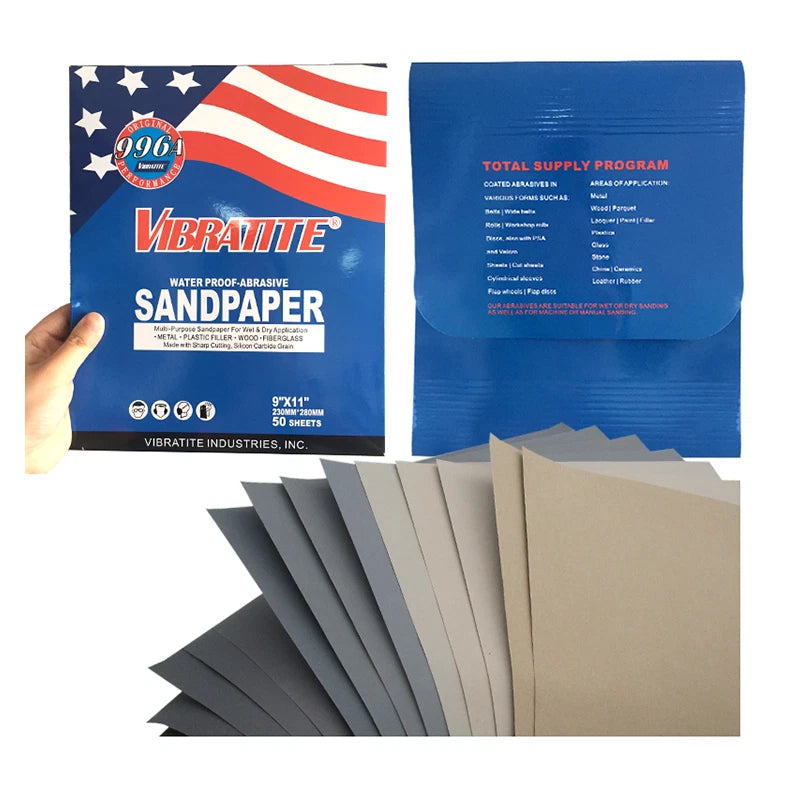 A4 Silicon Carbide Wet & Dry Sandpaper — P60 to P10000 Grit 230x280mm Sheets for Wood Metal Auto