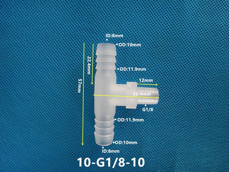 T-Type Plastic Pipe Fitting – Male Thread Barbed Tee Hose Connector (G & M Thread)