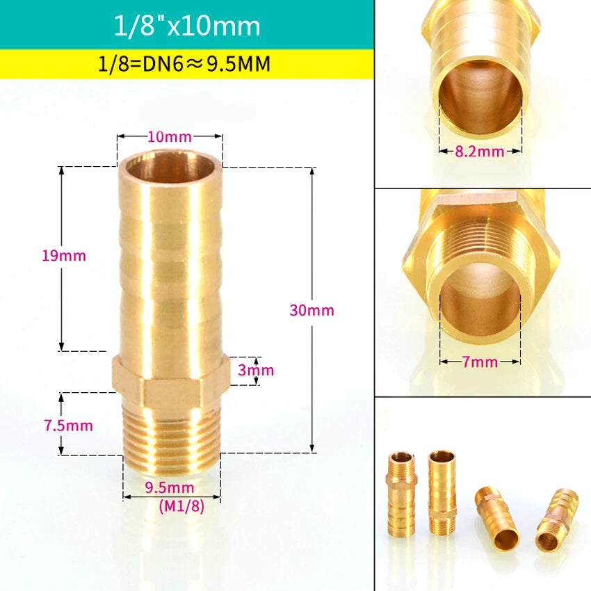 BSP Male & Female Thread Barb Hose Tail Connector — Air Fuel Water
