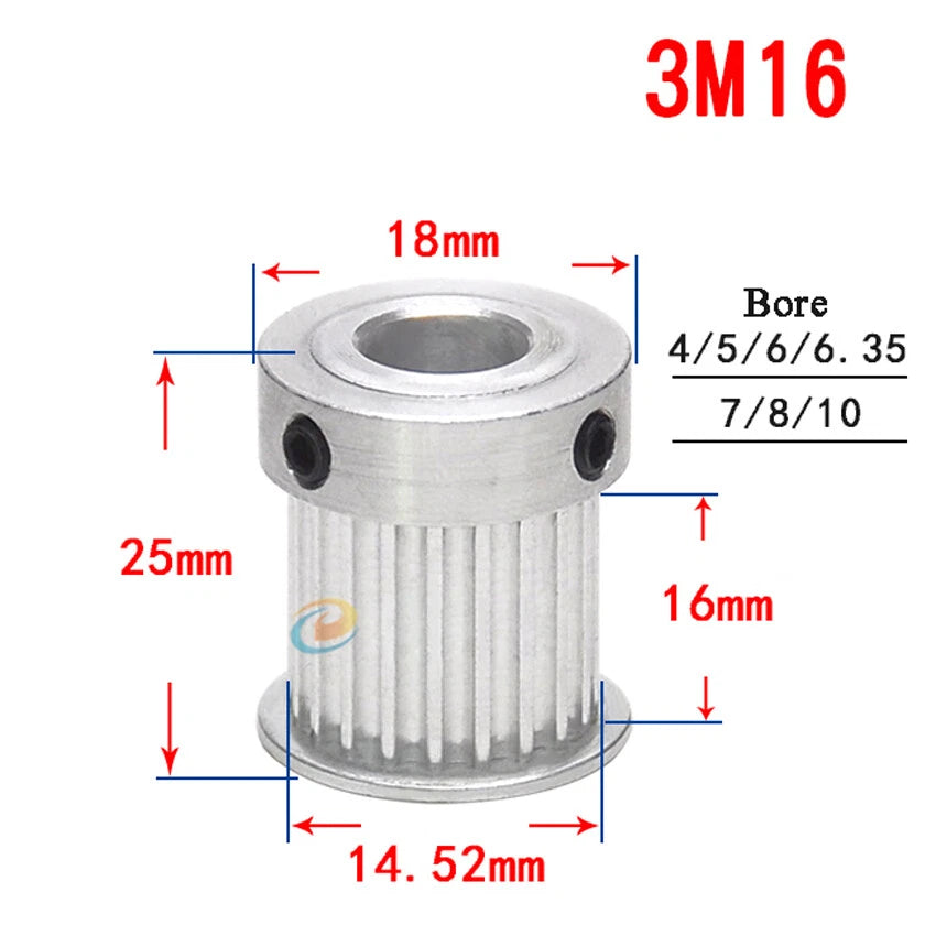 HTD-3M 12T-150T Timing Belt Pulley With Step Bore 8-25mm, For 15mm Width Belt