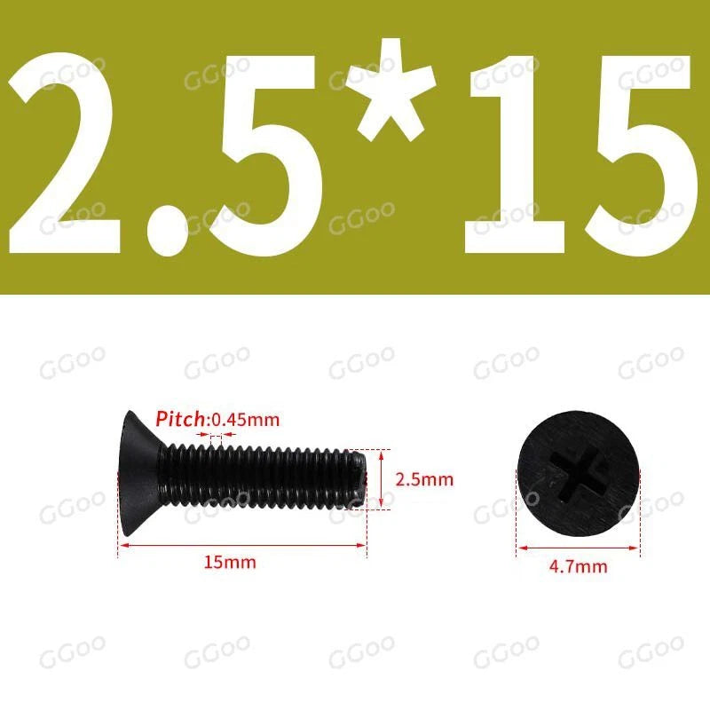 Nylon Countersunk Phillips Screws M2.5–M8, PA66 Non-Conductive Corrosion-Free