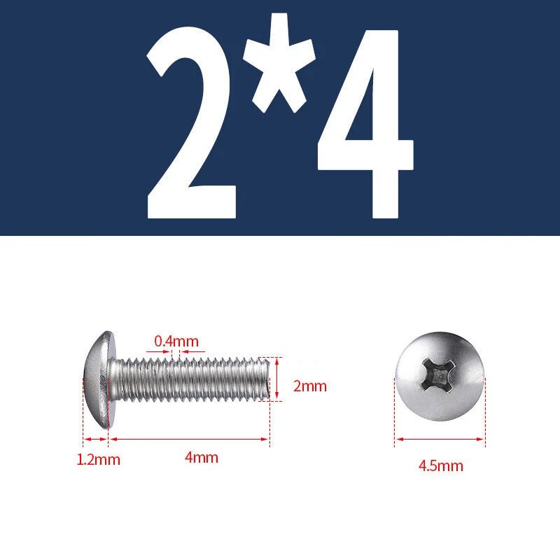 Phillips Button Head Machine Screws — Steel M2 M2.5 M3 M4 M5 M6 - HomeDIYer