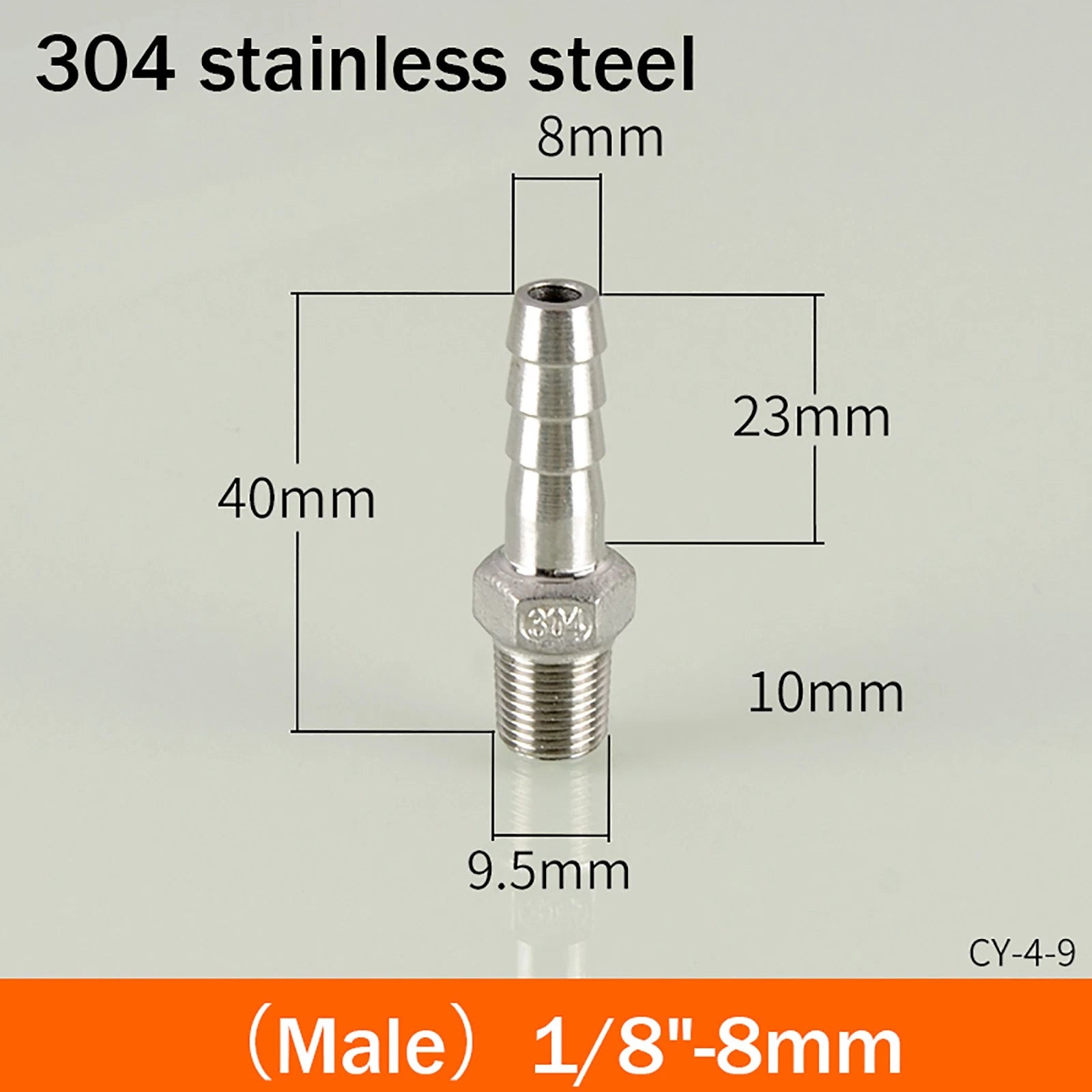 BSP Male Taper Thread x Hose Tail Adapter Fittings — Stainless Steel 304