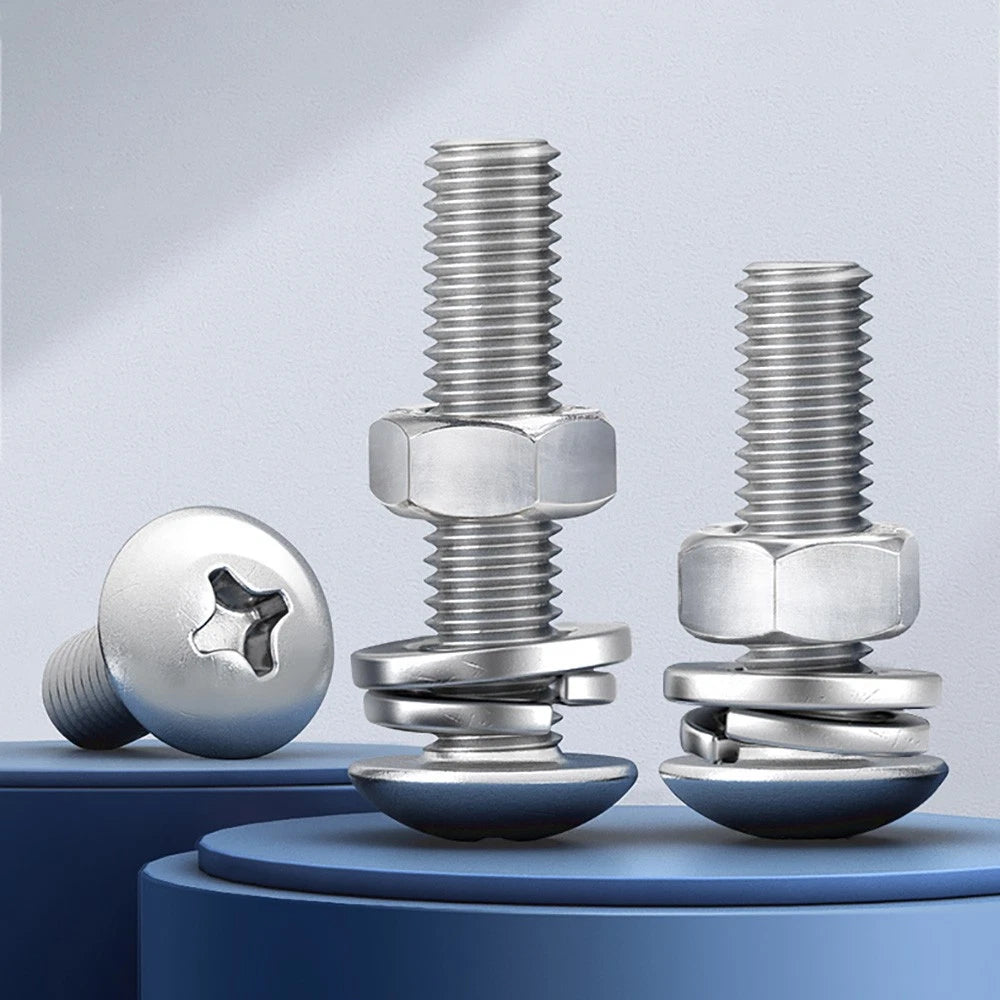 M2–M4 Phillips Truss Head Machine Screws with Hex Nuts & Washers – A2 Stainless Steel - HomeDIYer