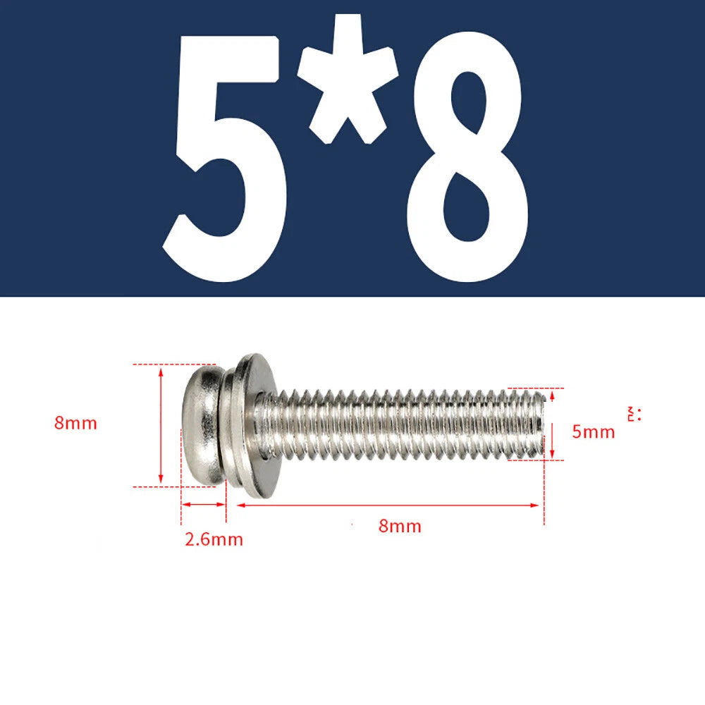 M5–M8 Phillips Pan Head Screws with Flat Washer – Nickel Plated or Black Zinc, Carbon Steel