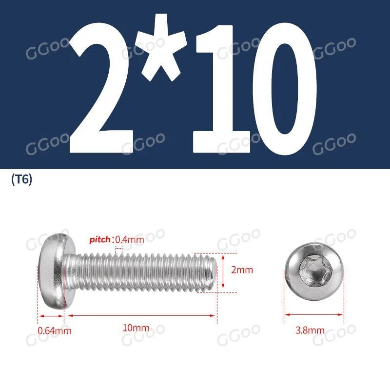 A2 Stainless Steel Torx Pan Head Machine Screws — M2 to M8, Six-Lobe Drive