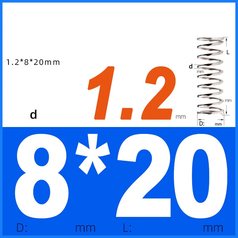 Compression Spring 1.2mm Wire Dia 8mm - 13mm OD Small Pressure Springs