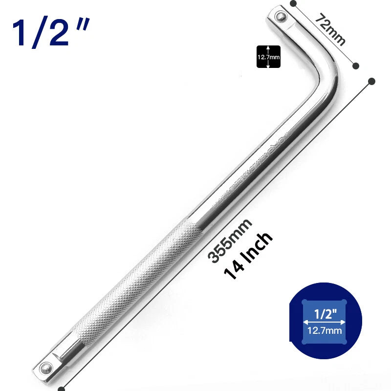 L Shape Socket Breaker Bar Wrench 1/4" 3/8" 1/2" Inch Drive Ratchets 90° Handle