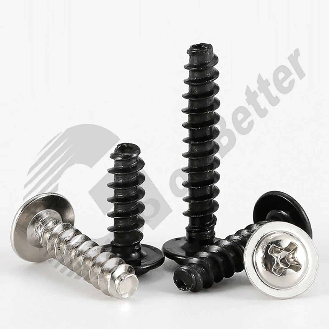 M1.4 M1.7 M2 M2.3 M2.6 M3 M4 Flanged Pan Head Blunt Screws – Nickel or Black Zinc Carbon Steel