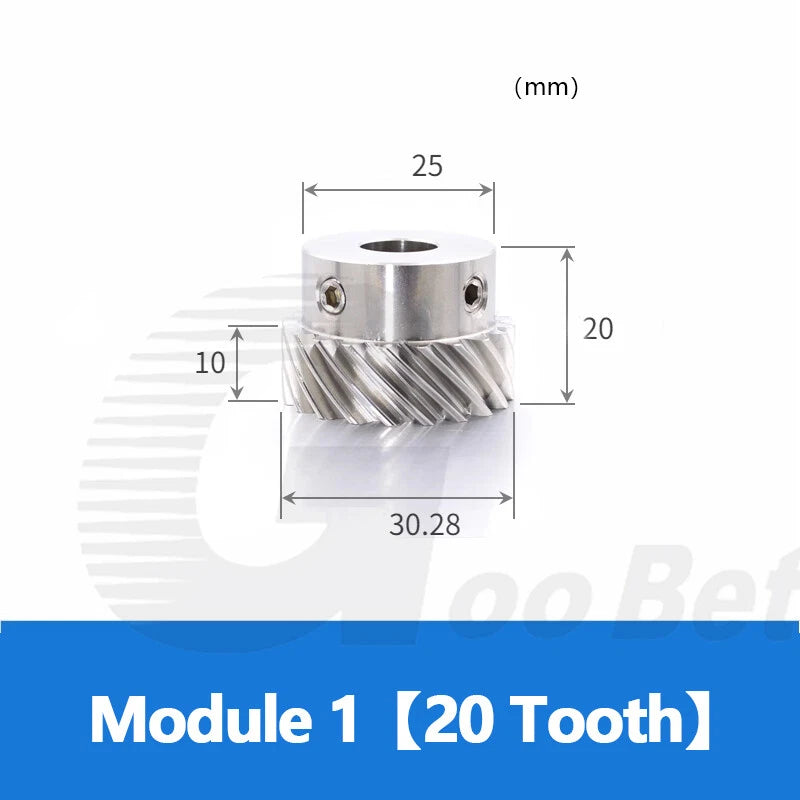 Module 1 Helical Gear Stainless Steel 45° Left-hand 13/15/20 Tooth Motor Pinion