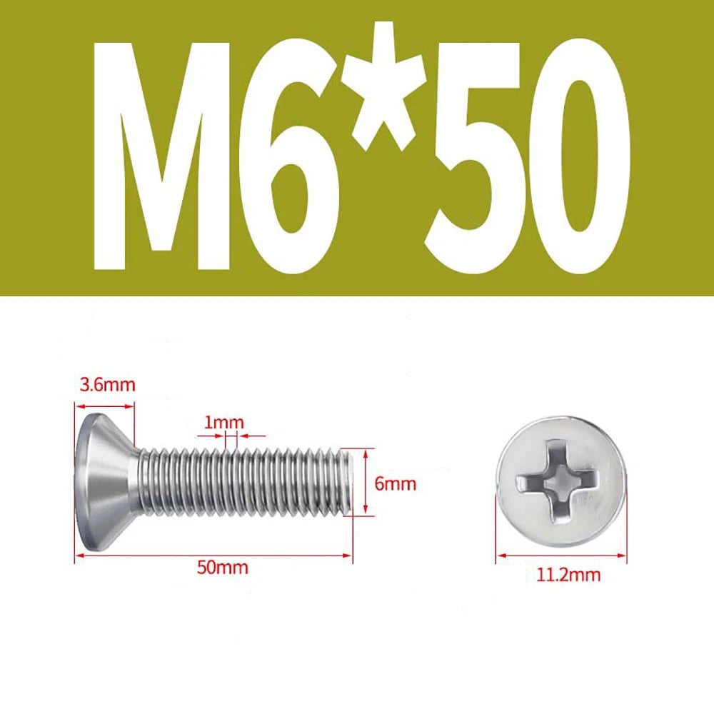 M2 to M8 A4 316 Stainless Steel Phillips Countersunk Screws DIN 965 Marine Grade