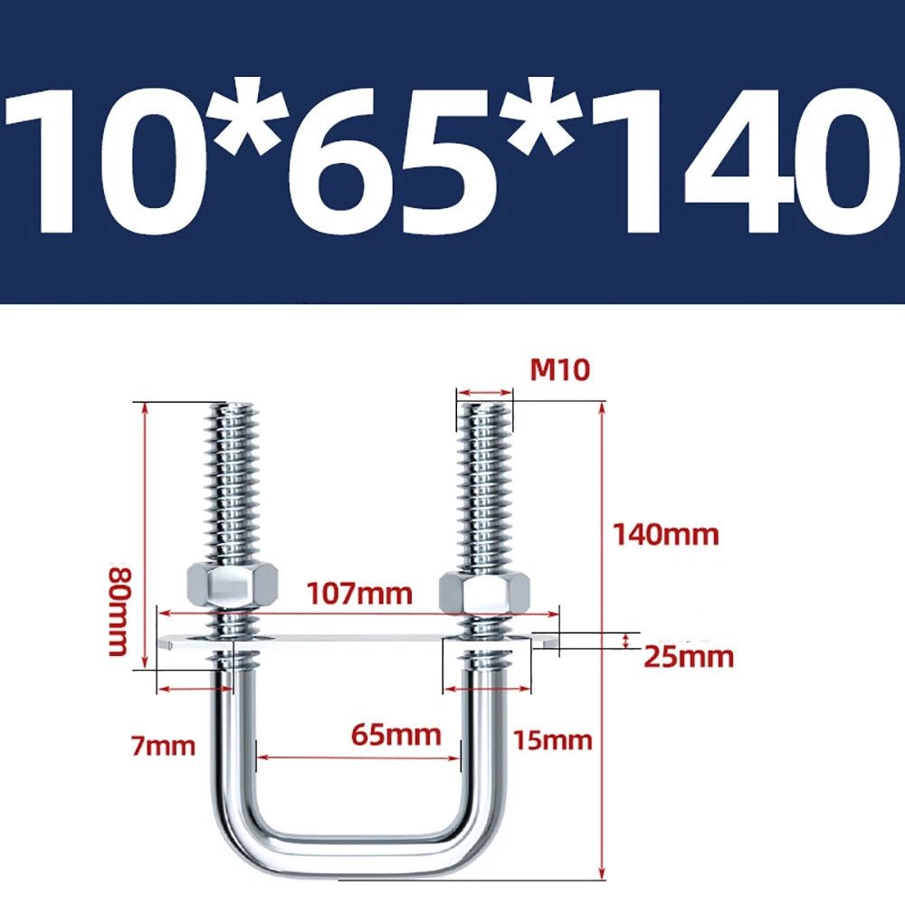 Square U - Bolts with Plate and Nuts – M6 M8 M10 M12 Zinc Plated, Trailer & Pipe Clamp Fasteners - HomeDIYer