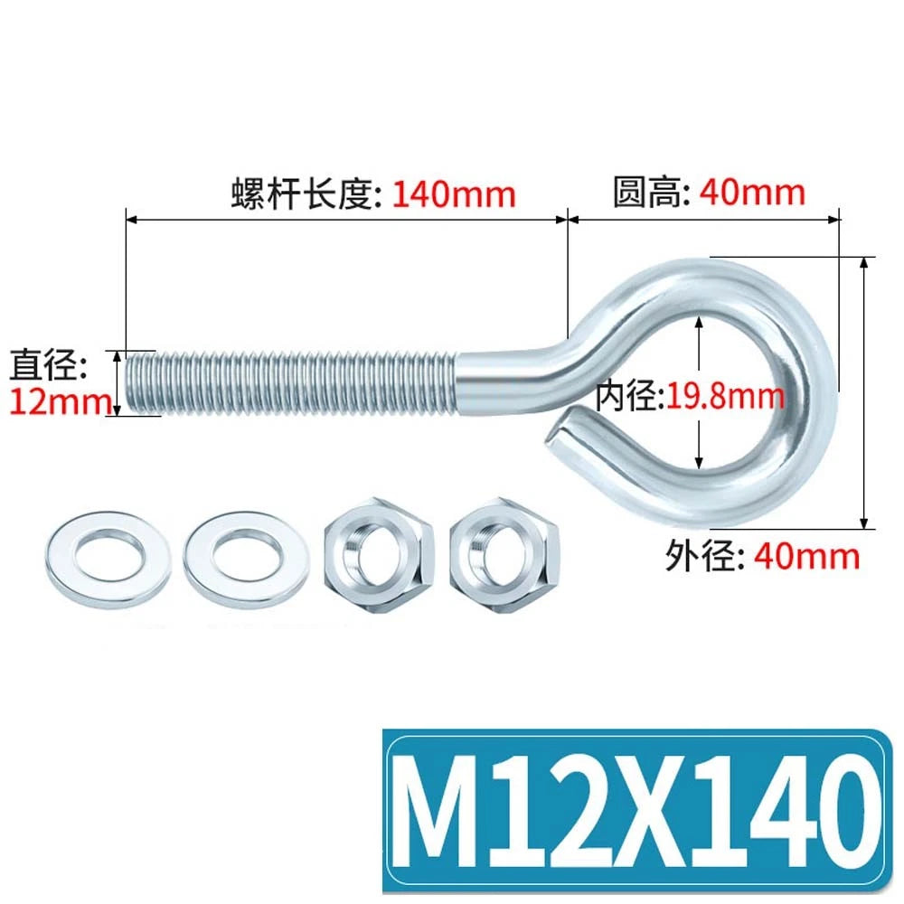 Galvanised Stainless Eye Screws Hooks Eye Bolts Closed Screws Threaded Rings Set