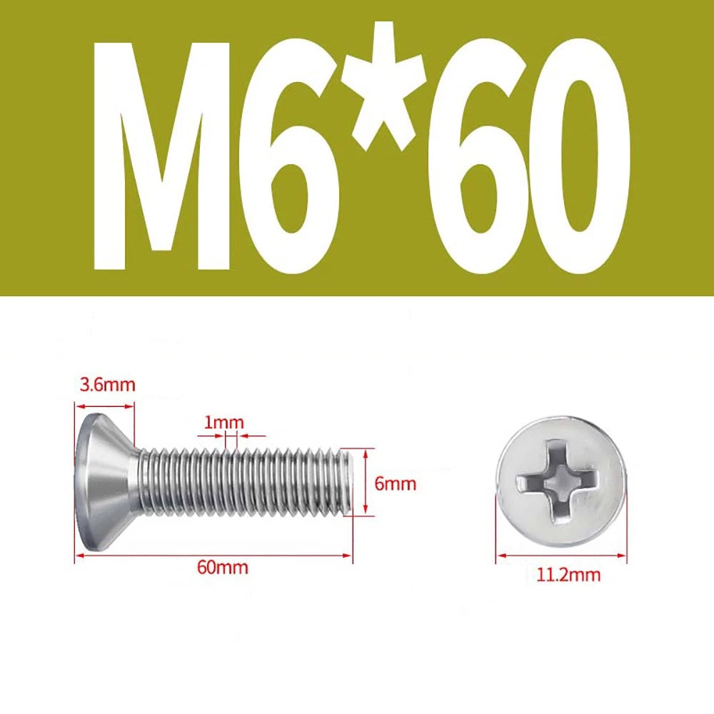 M2 to M8 A4 316 Stainless Steel Phillips Countersunk Screws DIN 965 Marine Grade