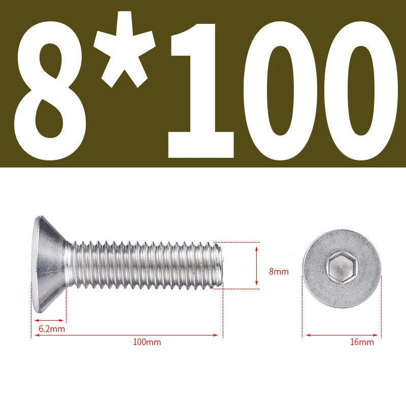 Allen Countersunk Head Screws V4A Steel Hexagon Socket Flat Head Machine Screw