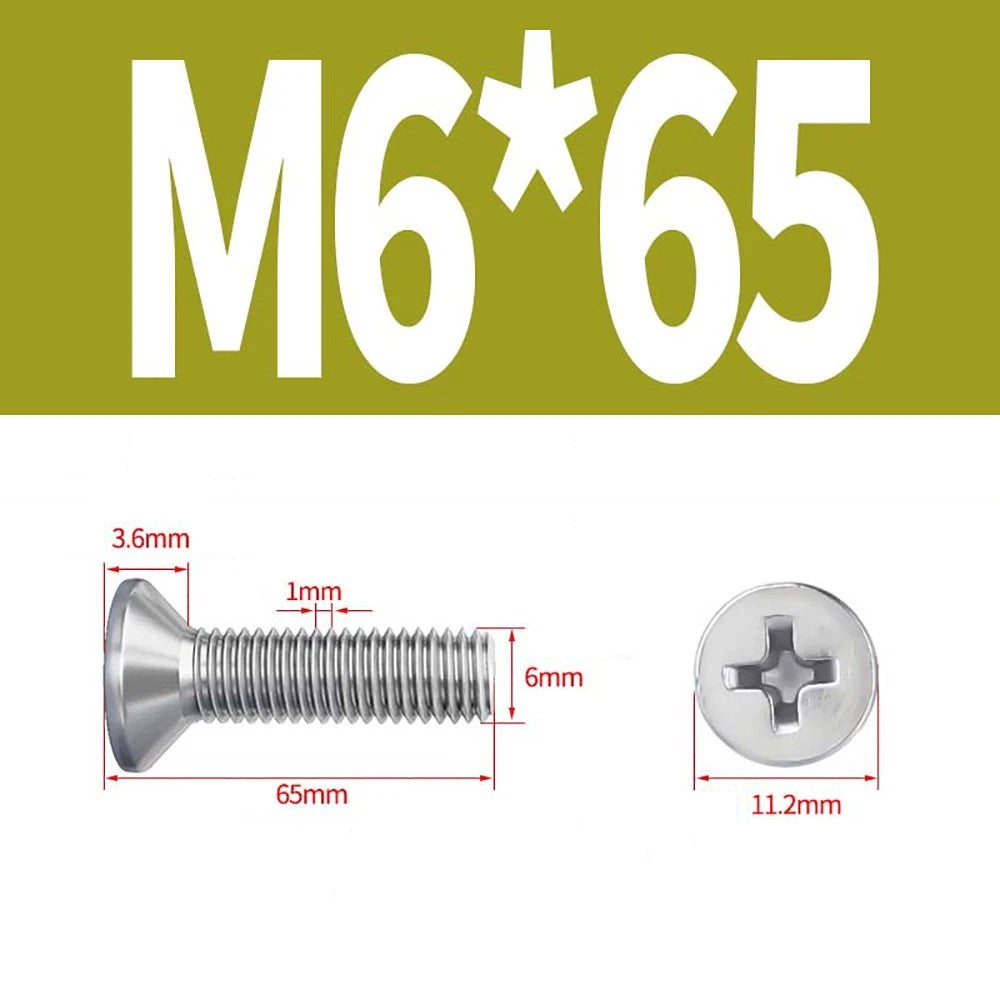 M2 to M8 A4 316 Stainless Steel Phillips Countersunk Screws DIN 965 Marine Grade