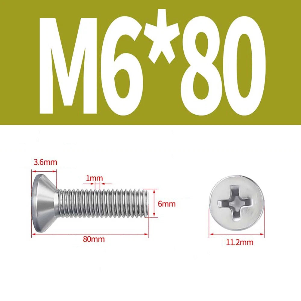 M2 to M8 A4 316 Stainless Steel Phillips Countersunk Screws DIN 965 Marine Grade