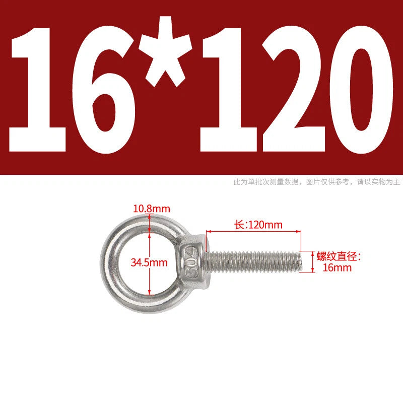 Lifting Eye Bolts A2 304 Stainless Steel M4 M5 M6 M8 M10 M12 M14 M16 M18 M20 M24