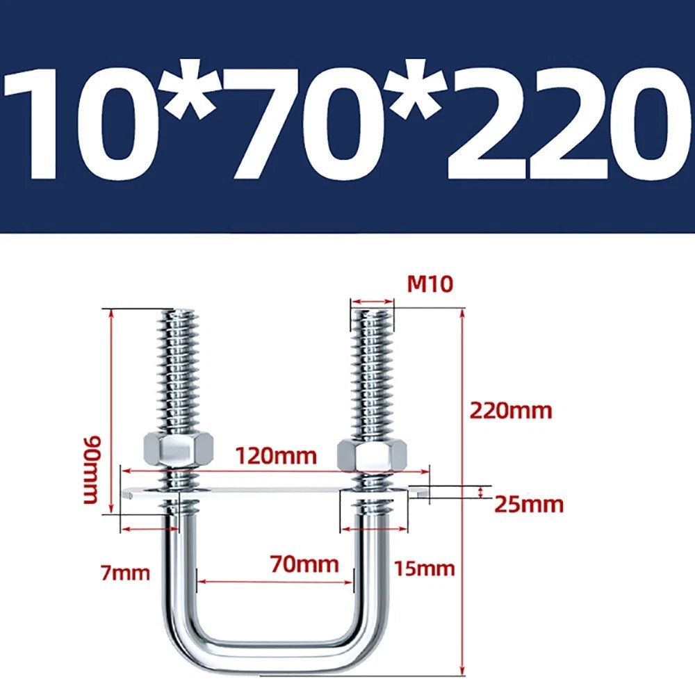 Square U - Bolts with Plate and Nuts – M6 M8 M10 M12 Zinc Plated, Trailer & Pipe Clamp Fasteners - HomeDIYer
