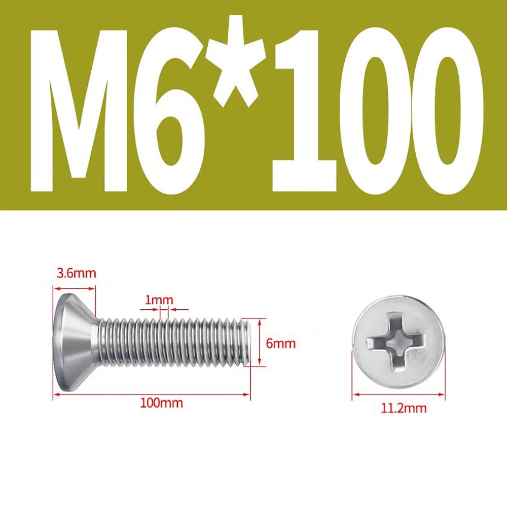 M2 to M8 A4 316 Stainless Steel Phillips Countersunk Screws DIN 965 Marine Grade