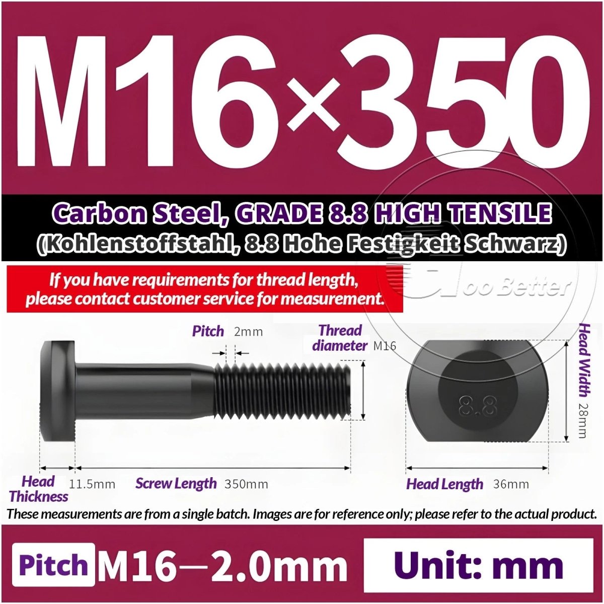 T - Slot Bolts M6 to M20 | Grade 8.8 High Tensile | T - Track Bolts 16mm–500mm - HomeDIYer