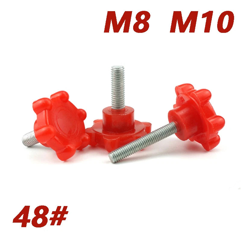 M8 M10 Thumb Screws 8mm 10mm Plastic Knobs Bolt Red Torx-shaped Thumbscrew 48#