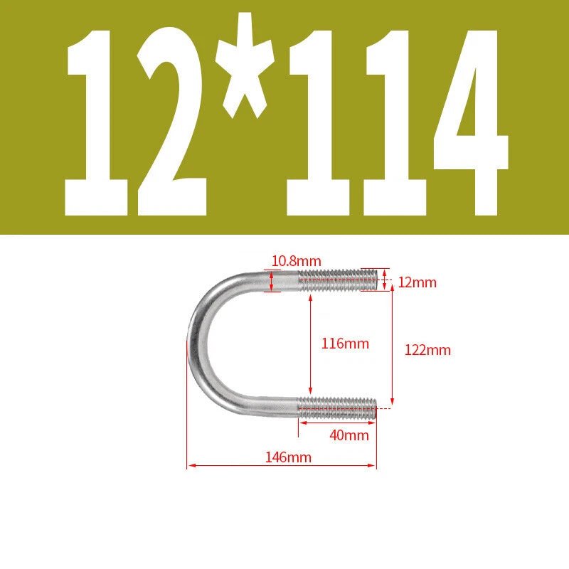 M12 Round Bend U - Bolt – A2 Stainless Steel, 42mm to 328mm - HomeDIYer