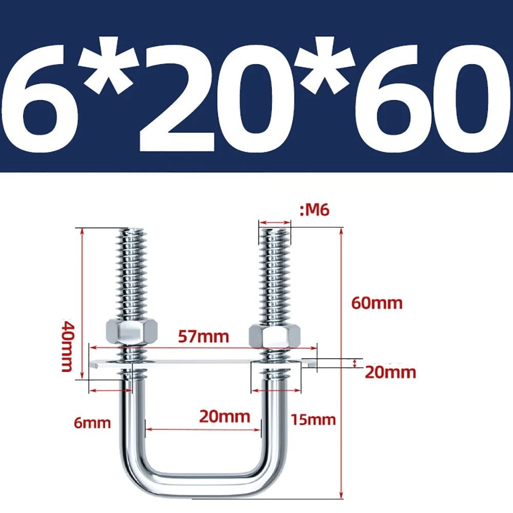Square U - Bolts with Plate and Nuts – M6 M8 M10 M12 Zinc Plated, Trailer & Pipe Clamp Fasteners - HomeDIYer