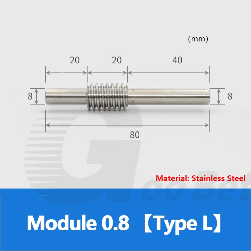 Worm Gear Wheel Module 0.8 POM Plastic 20 - 60 Tooth Worm Shaft Stainless Steel