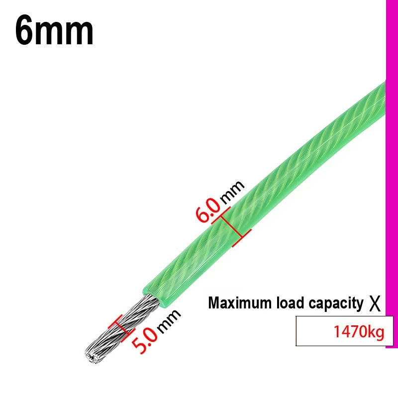 Stainless Steel Wire Rope Metal Cable Rigging 7x7 Pvc Plastic Coated 2,3,4,5,6mm