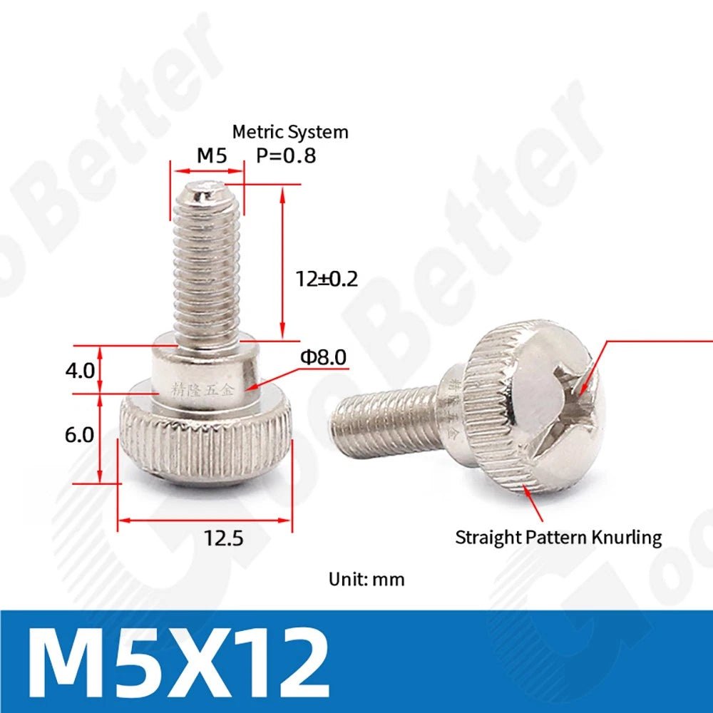 M5 M6 Knurled Thumb Screws Step Head | Hand Grip Knob Bolts | Nickel & Black Zinc Plated - HomeDIYer