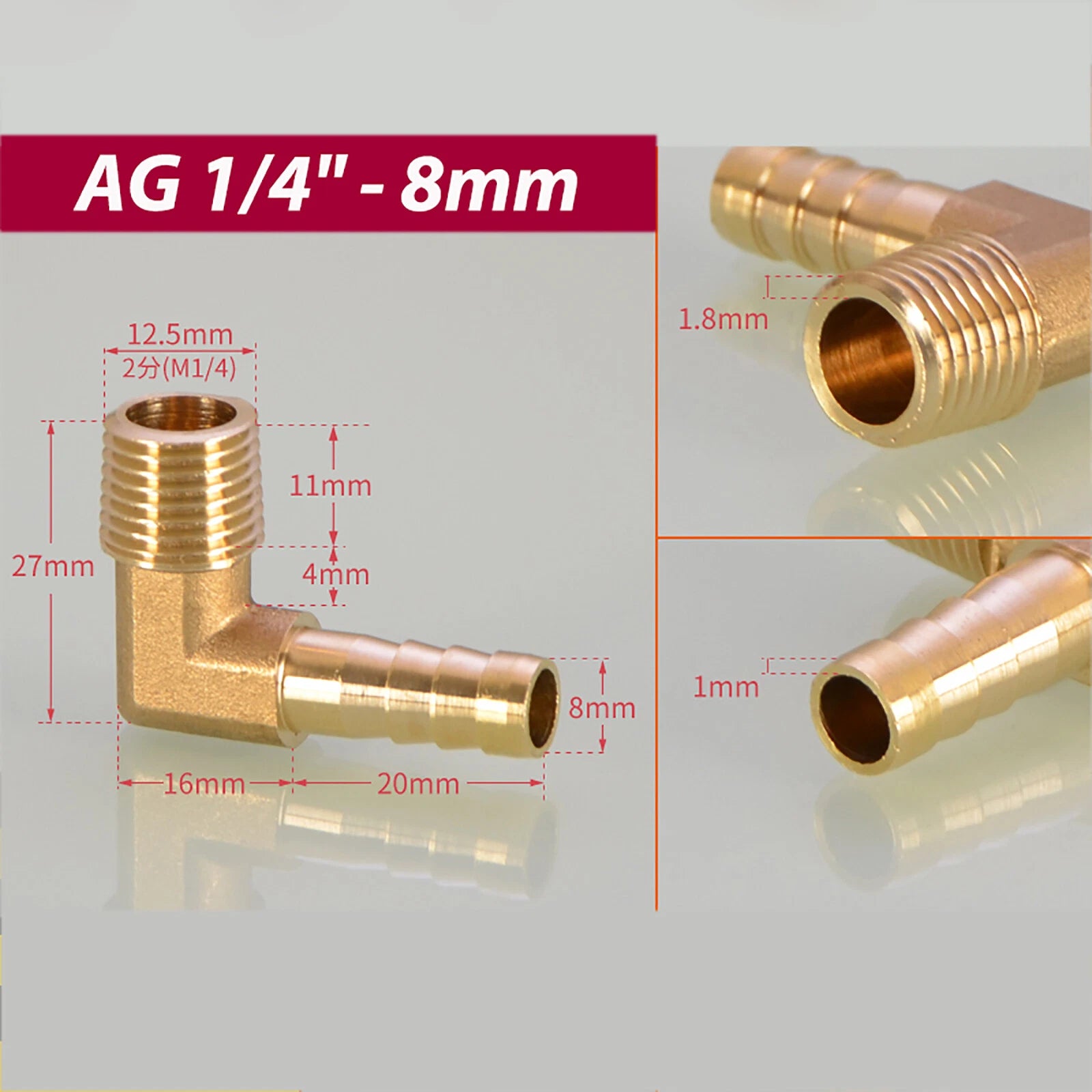 Brass 90° BSP Male Elbow x Barbed Hose Tail Fitting – Air & Water Pipe Connector