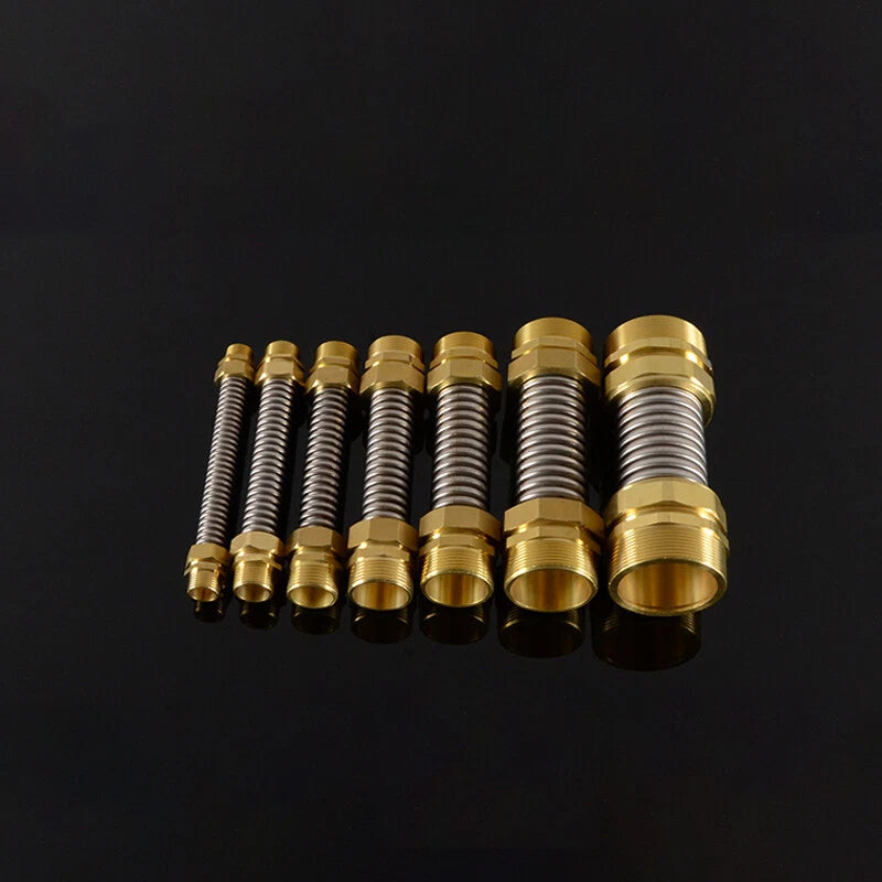 Corrugated Flexible Water Supply Hose with Brass Fittings — 1/2", 3/4", 1" | Hot & Cold